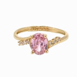 Woman’s Ladies 14k Yellow Gold Oval Pink CZ Cubic Zirconia Ring Size 7.5 GP3136783
