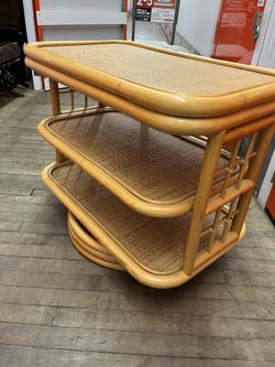 Rattan Lazy Susan service Cart