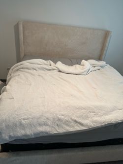 King Cream upholstered bed frame