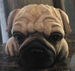 Pug Puppy Dog Shelf Sitter 10" Long NEW in Box!