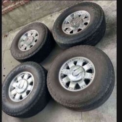4 - 35x12.50r17LT 8x6.5 8x165.1 Stock Hummer H2 Chrome Rims Wheels With Tires !!!!!!!!!!!!!!!