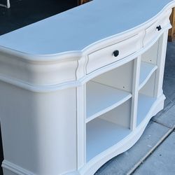 SOLID OAK SHABBY CHIC CONSOLE, BOOKCASE, ENTRY TABLE OR DISPLAY CASE