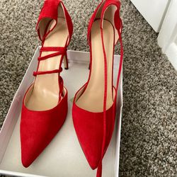 Women’s Sz 10.5 Dress Red Heel NEW