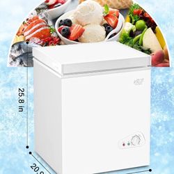 New❤️ 3.5 Cu.Ft Chest Freezer Compact Deep Freezer with Top Mini 7 Gears Temperature Control Open Door and Removable Storage Basket White