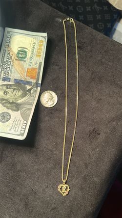 10k Gold Franco Chain With Letter E Pendant