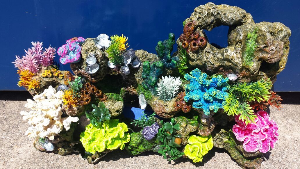 Top Fin Stone and Coral Reef Bubbler Aquarium Ornament 19" X Large (read description) for Sale