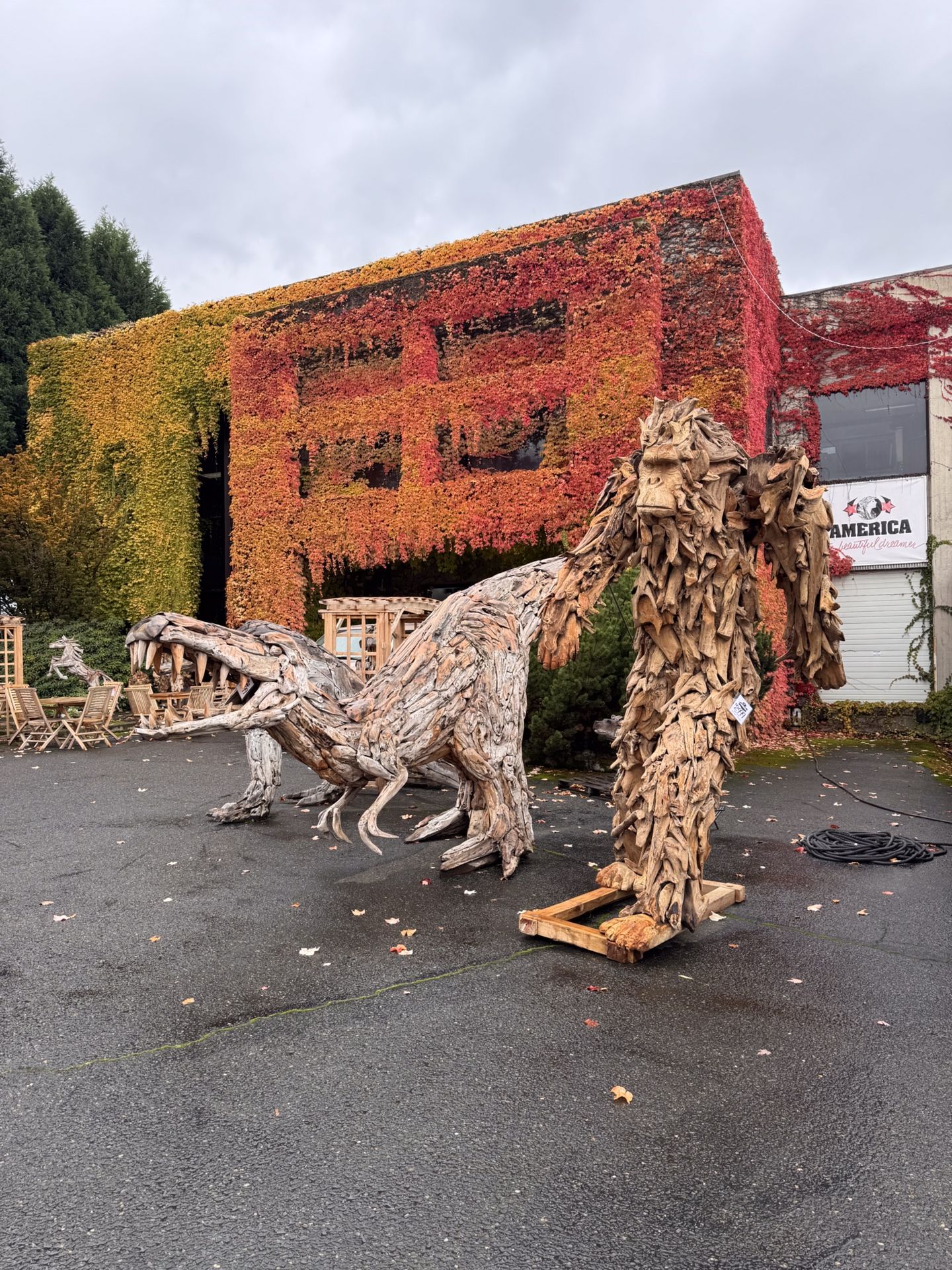 Teak Driftwood Animal Outdoor Statues