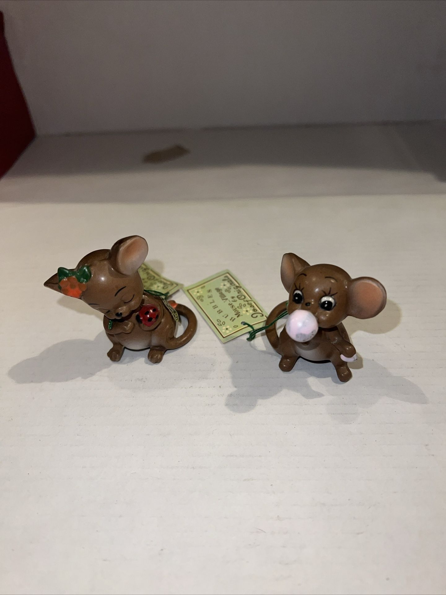 Vintage Josef Originals Mouse Village Buddy and Bubbles Mice with Tags