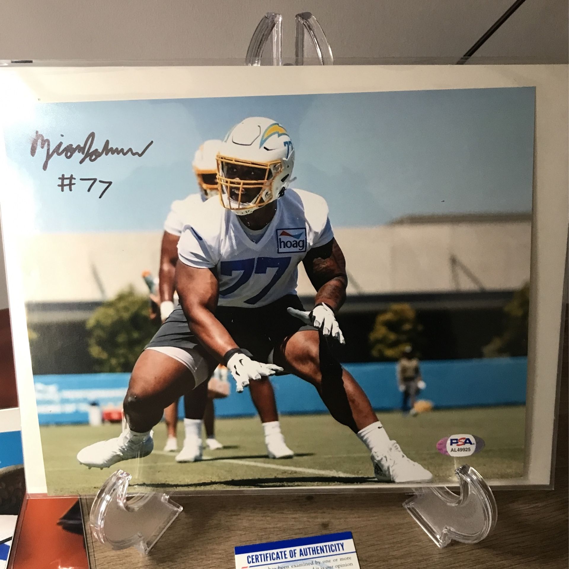 Zion Johnson Signed Chargers 8x10 Photo (PSA)