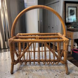 Boho Rattan Magazine Rack Holder $35