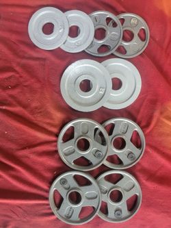 OLYMPIC 2" HOLE.  PLATES 40LBs. TOTAL. 6-5s. 4-2.5s 
11525 S HALSTED /7111.S WESTERN 
40$  CASH ONLY AS IS