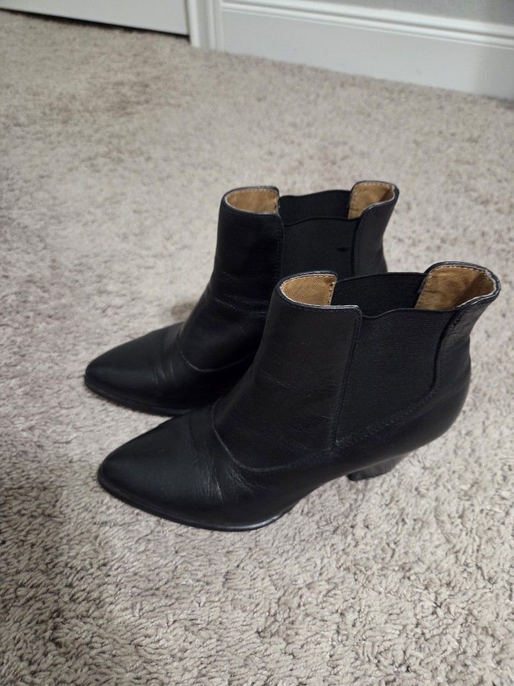 Short Leather Boots, Women, Size 7