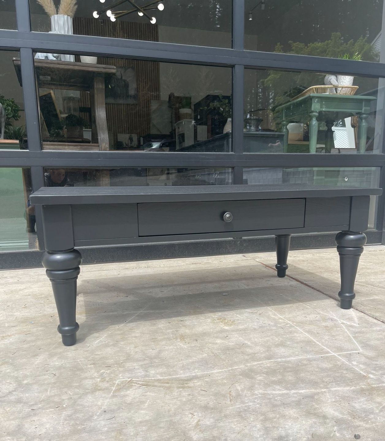 Black Farmhouse Coffee Table , Solid Wood 