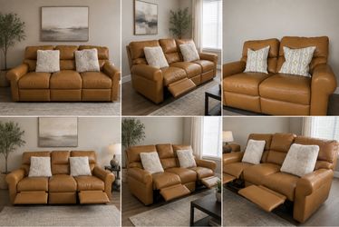 Leather Reclining Sofa Set