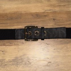 Michael Kors Black Logo Synthetic Leather with Polyester Stretch belt Sz L
