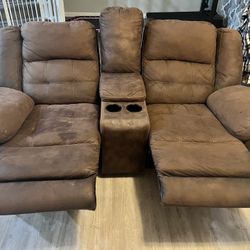 Brown Recliner Couch 