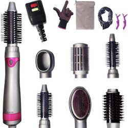 6 in 1 Hair Dryer Brush, Blow Dryer Brush Styler,Salon Negative Ionic Electric Hot Air Brush,Hair Straightener&Curly Hair Comb,Detachable Brush Hair D