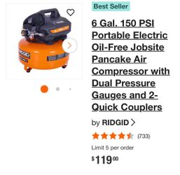 Compresor Ridgid 6 Galones 150psi