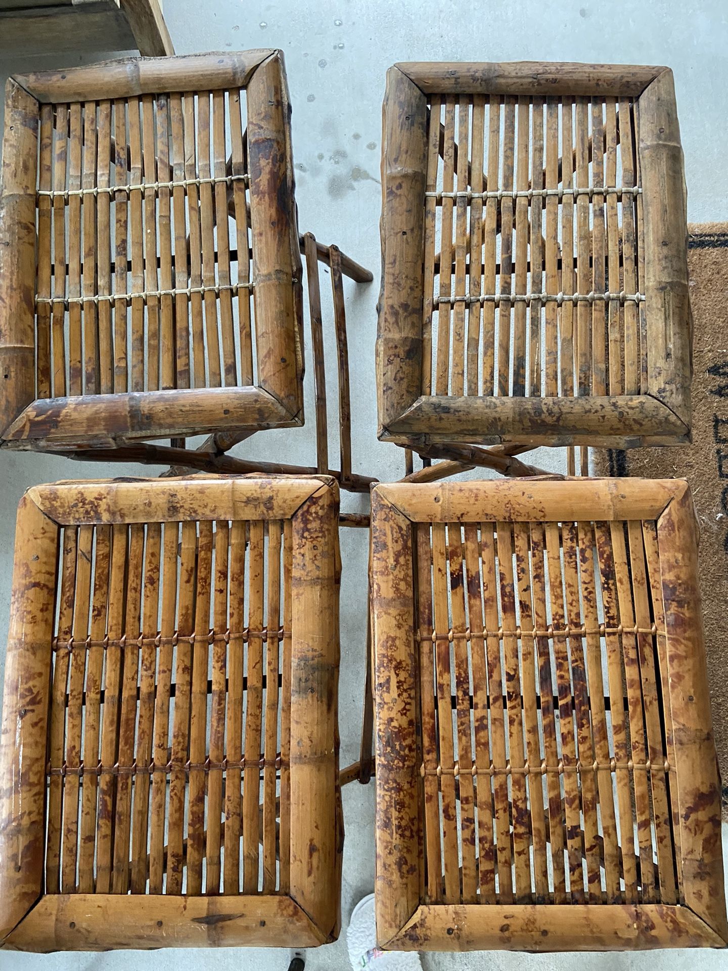 4 vintage folding bamboo tray tables
