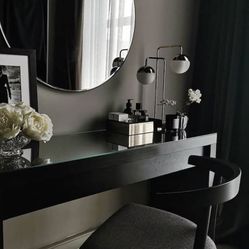 Black Malm Desk Makeup Vanity Table IKEA 