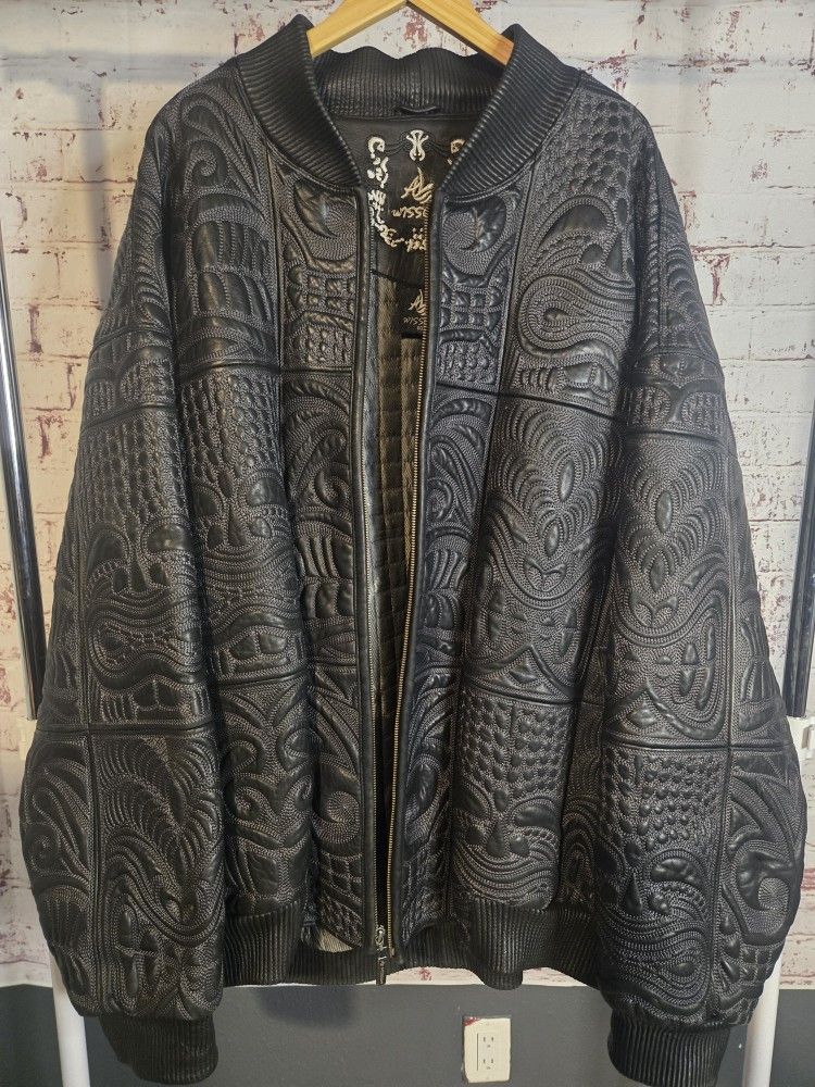 Al Wissam Men's Genuine Leather Jacket Size 60 (4XL)