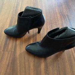 Ecco Black Leather High Heel Bootie