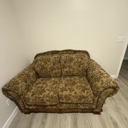 Brown Flower Print Couch Loveseat 