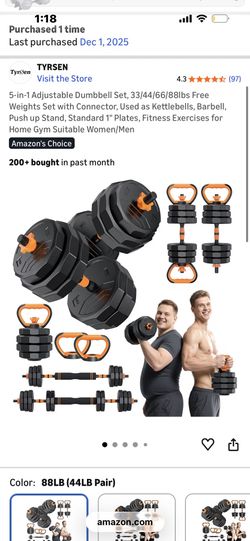 5 In 1 Adjustable Dumbbell Set
