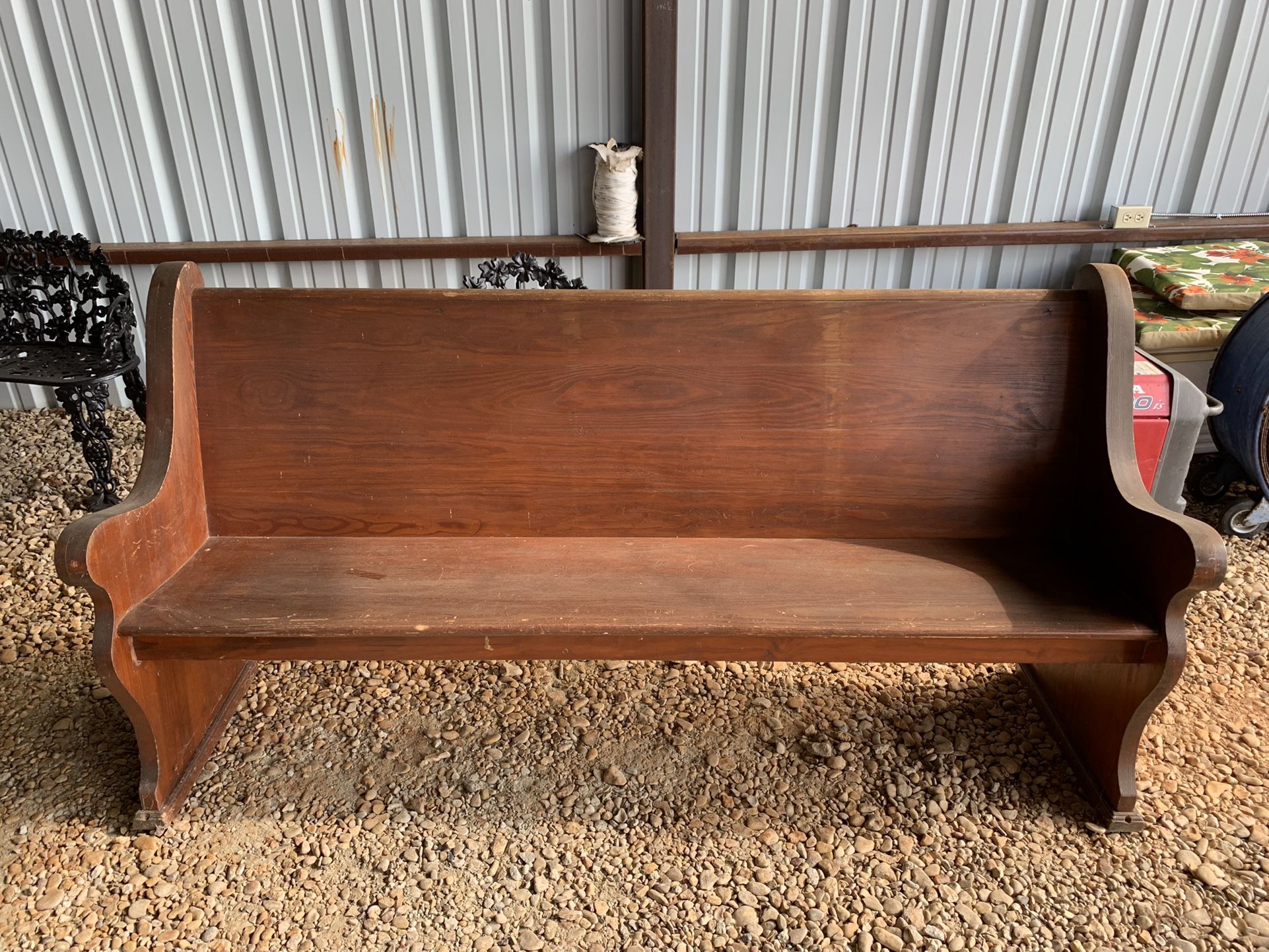 ANTIQUE CHURCH PEW DARK STAINED WOOD 6ft