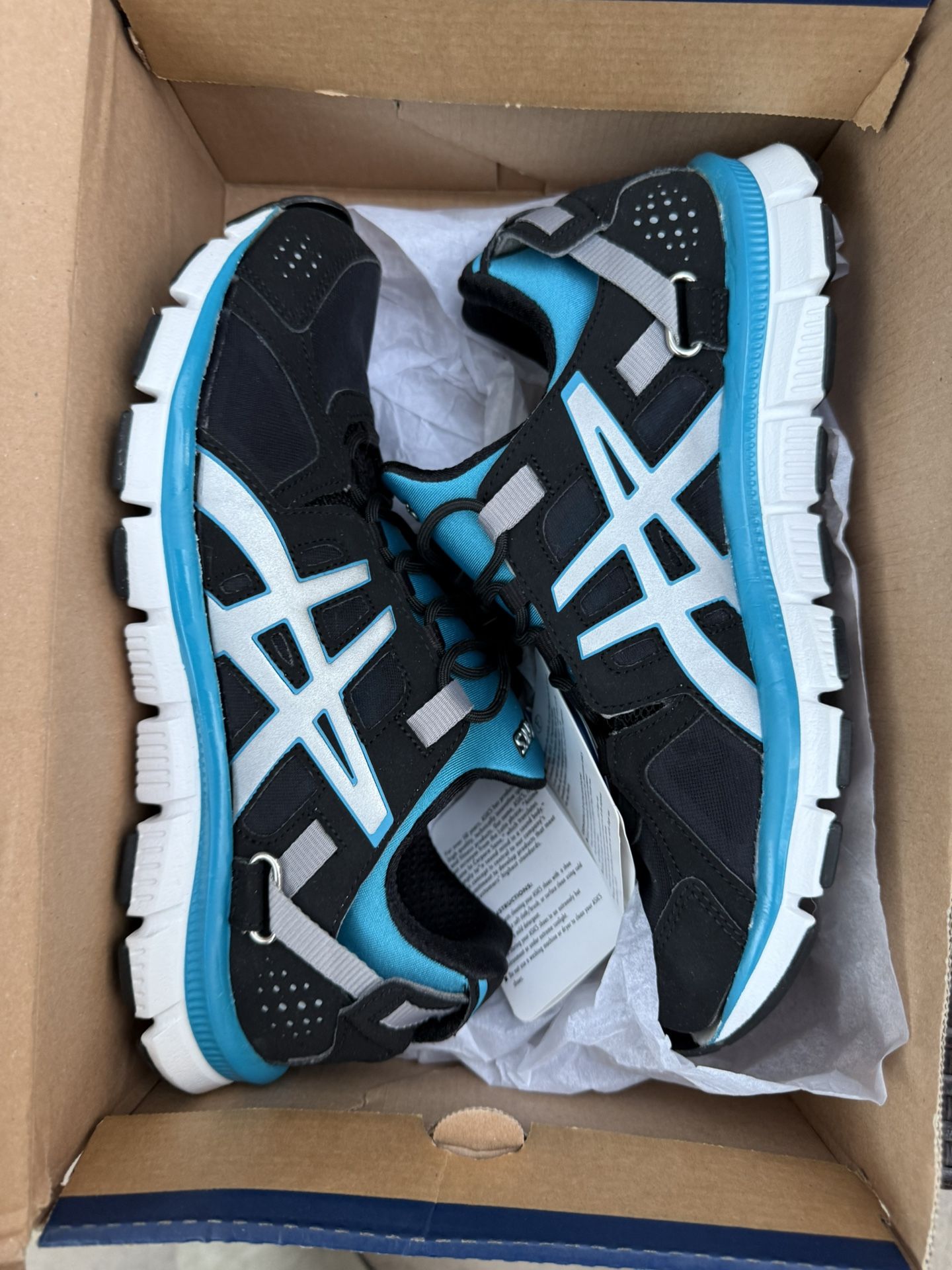 Asics gel-synthesis black silver island blue womens size 8