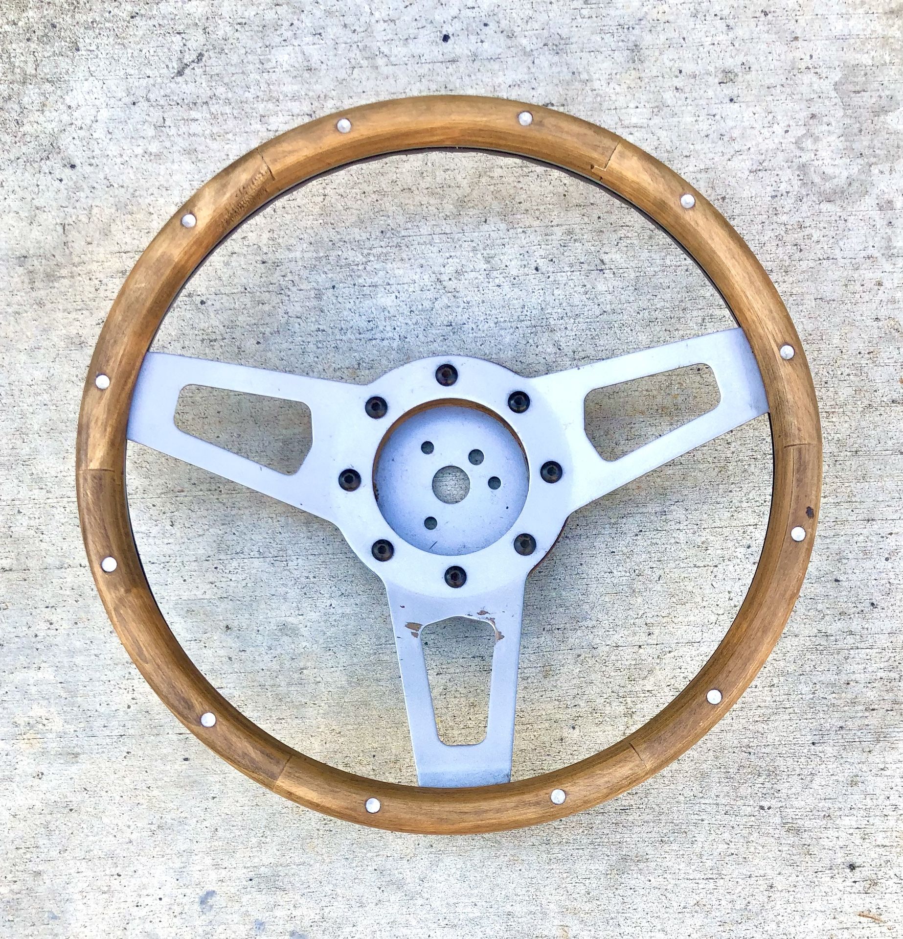 vintage 3 spoke wooden steering wheel
