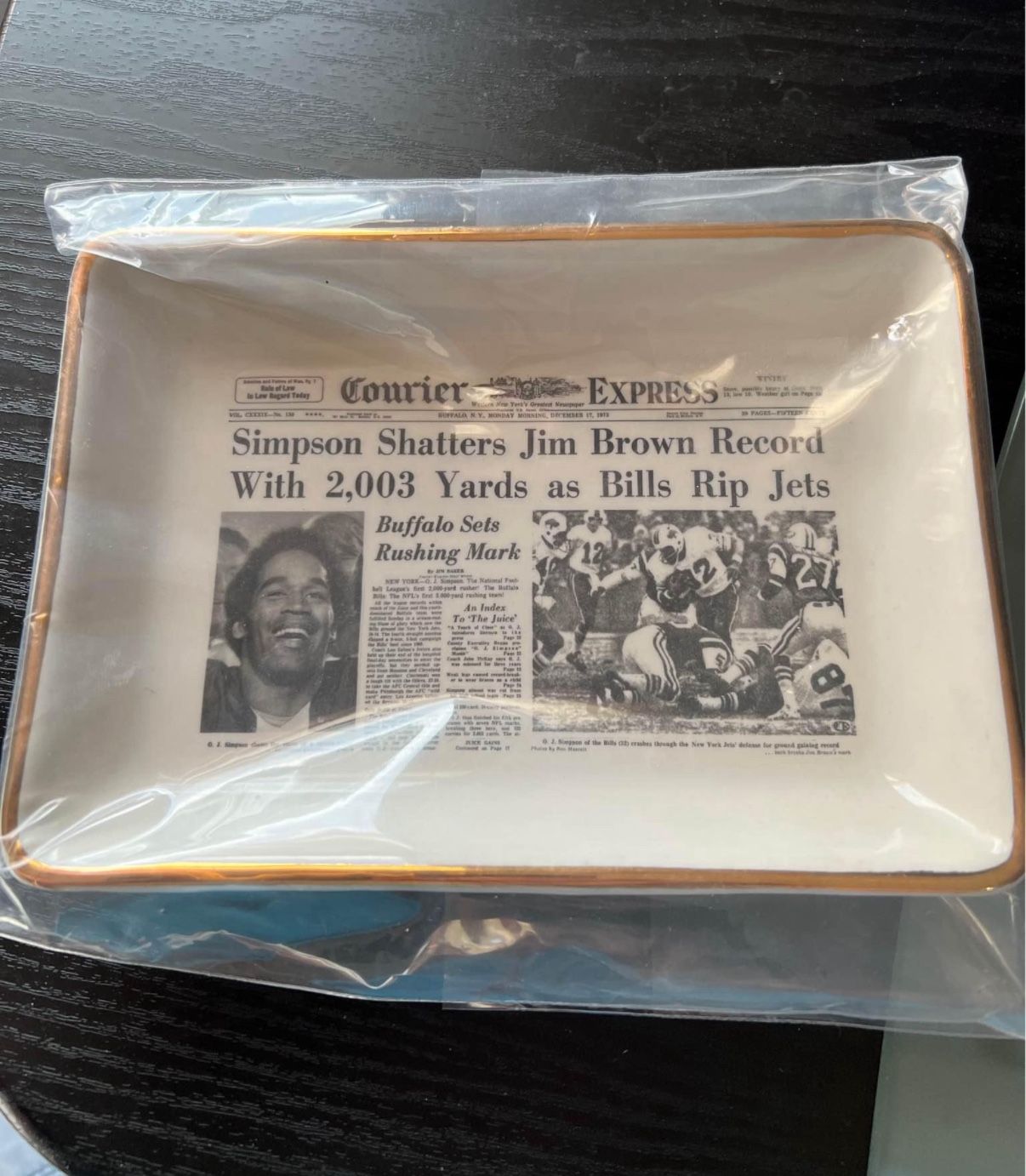1974 Buffalo Bills 2003 Yard Rushing OJ Simpson Record - Candy Dish