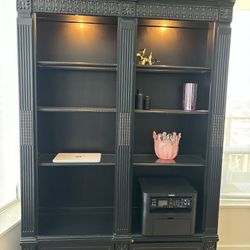 Tall Bookshelf Case With 2 Drawers - Glass Shelf Inserts