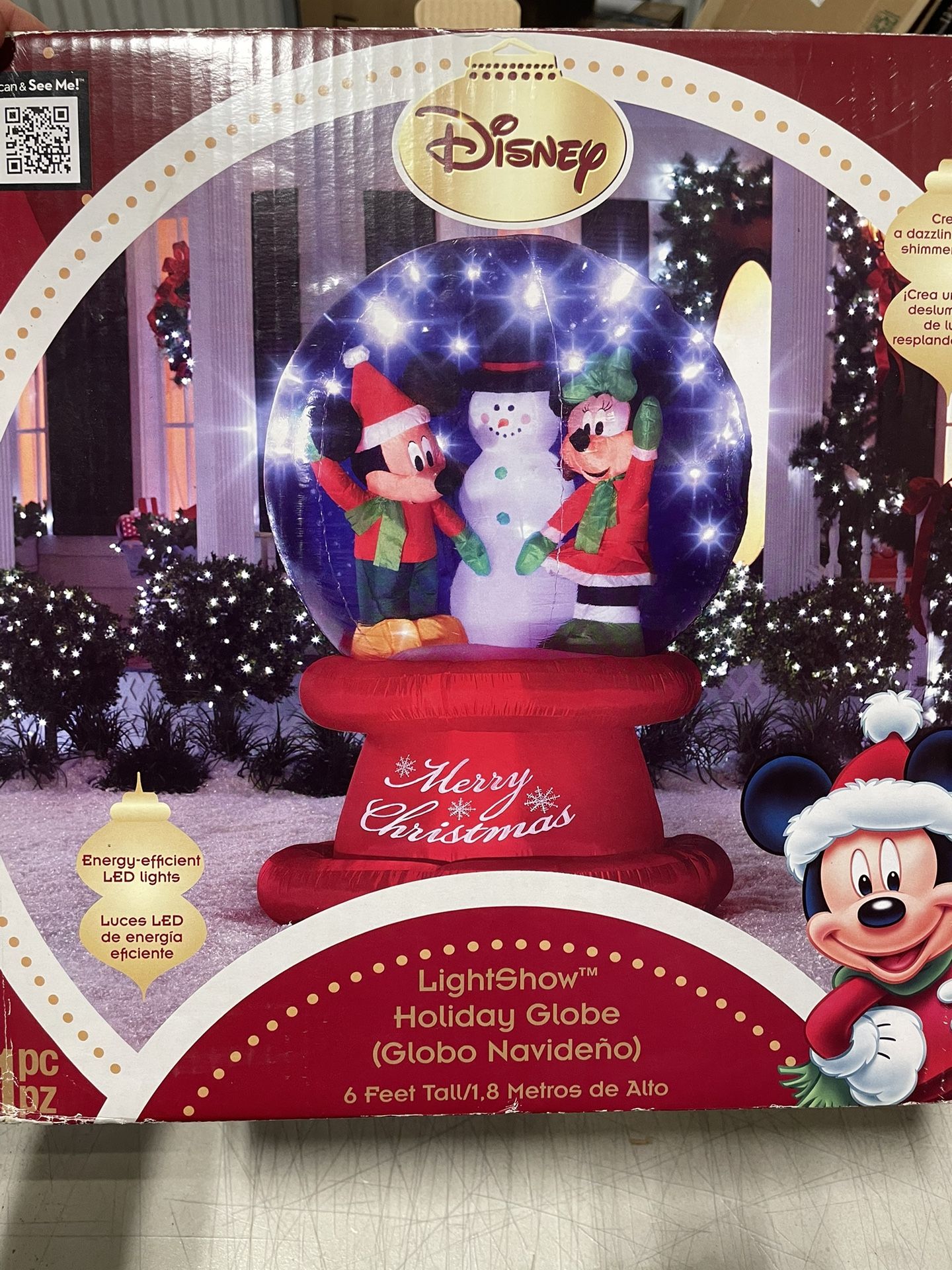 Disney’s Mickey Mouse And Minnie Christmas Snow Globe Outdoor Decoration Inflatable 6 Foot Tall