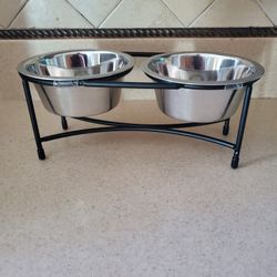 Stainless steel. Pet. Food. Bowls. With. Metal.  Holder. New. Deltona