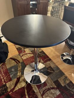 Bar Pub Table Black And Silver 34” Tall