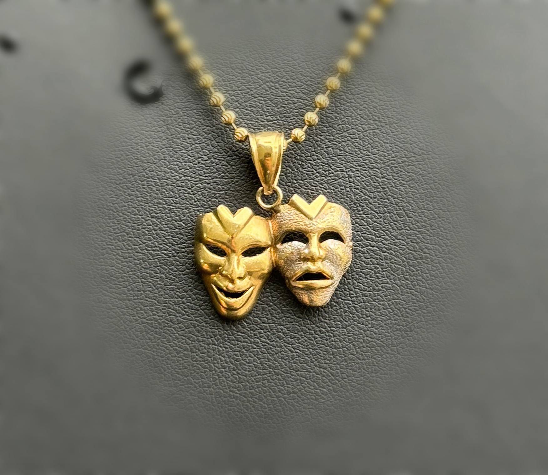 Jewelry 10k solid yellow gold comedy tragedy theater mask Pendant charm