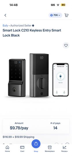 EUFY C210 5-in-1 ways to unlock WiFi Smart Deadbolt (BLACK)