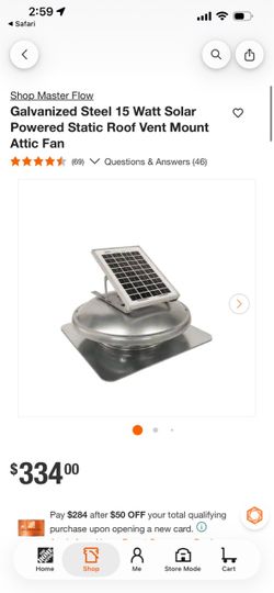 Master Flow 15W Solar Powered Attic Roof Vent Fan