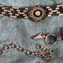 Ladies Antique Brass Metal Weave Rope