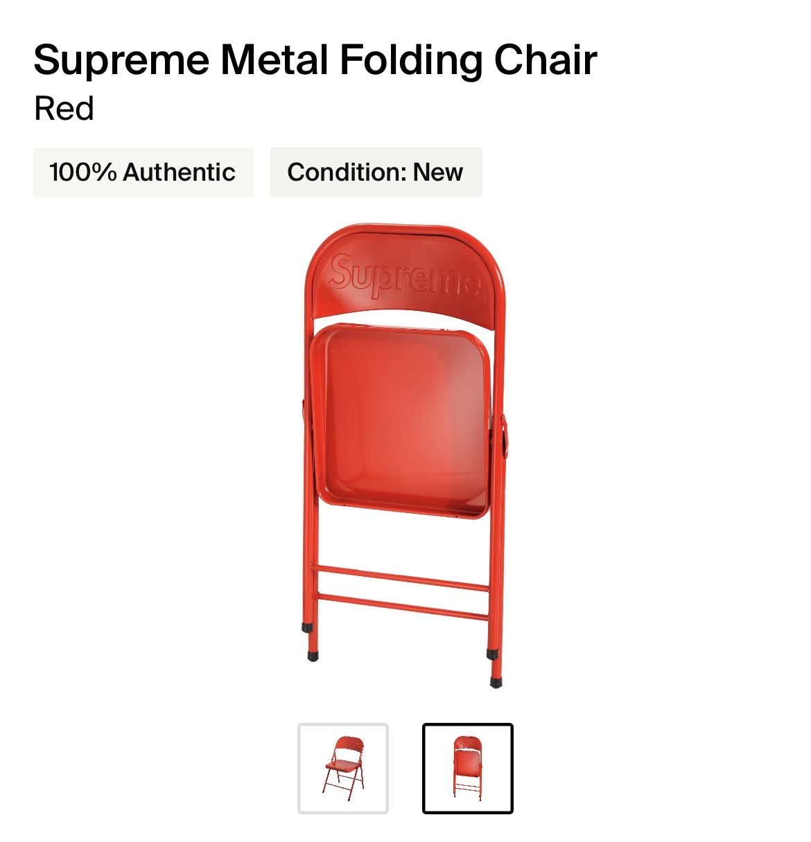 supreme Metal Folding Chair Black Supreme Metal Folding Chair Red