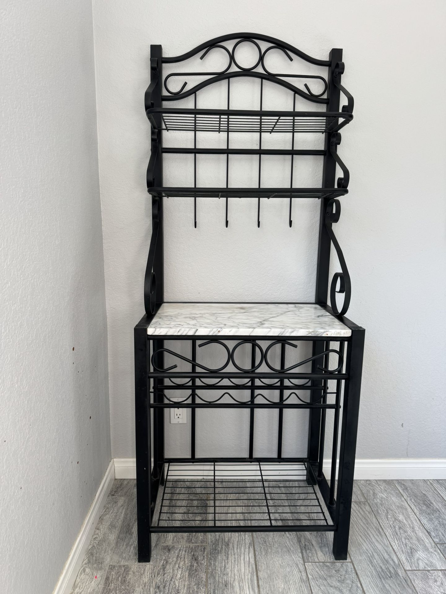 Kitchen Bakers Rack (Metal Frame with Marble‑Finish Top)
