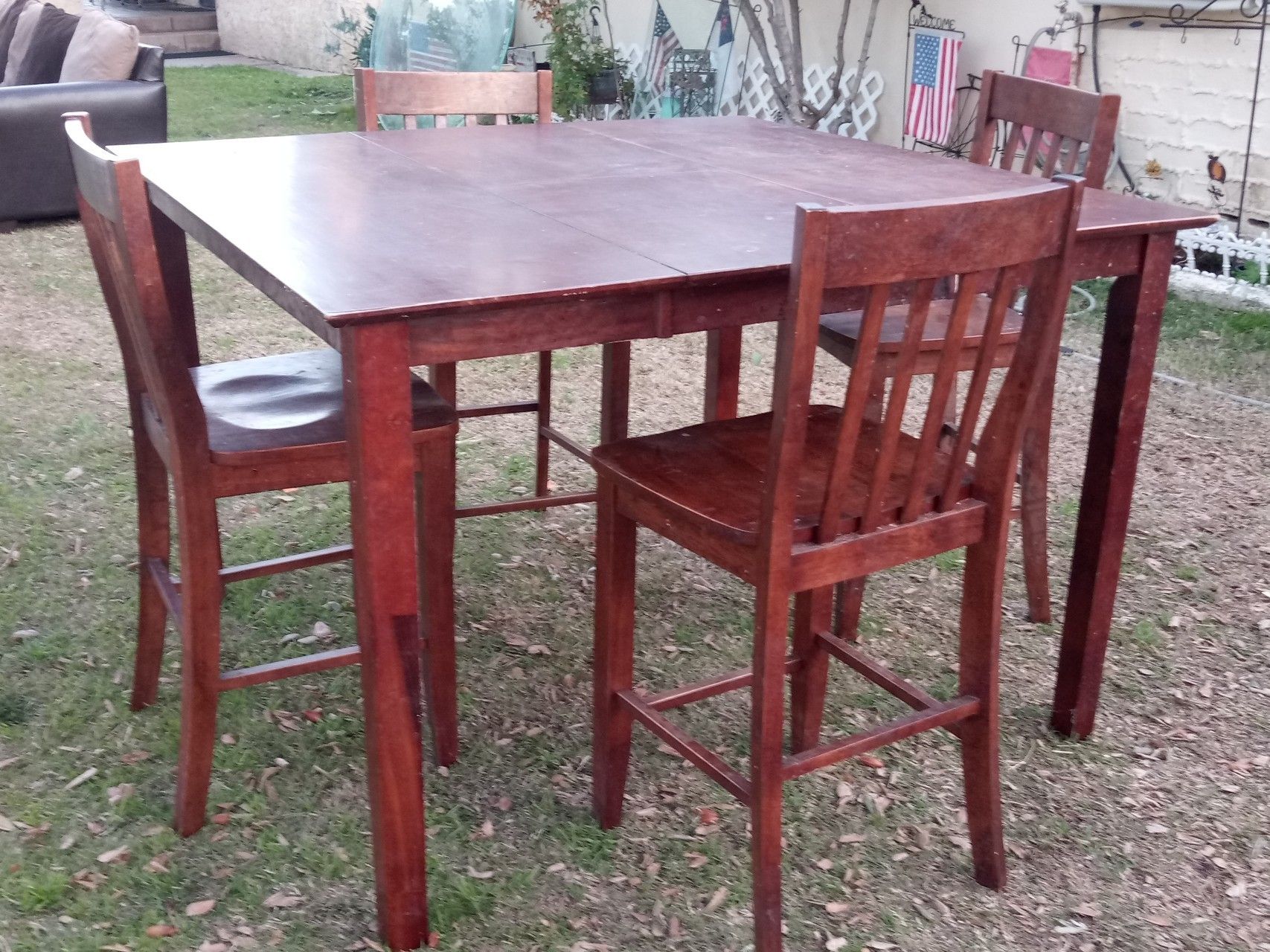 Tall Wood Dining Table Set with 4 Chairs