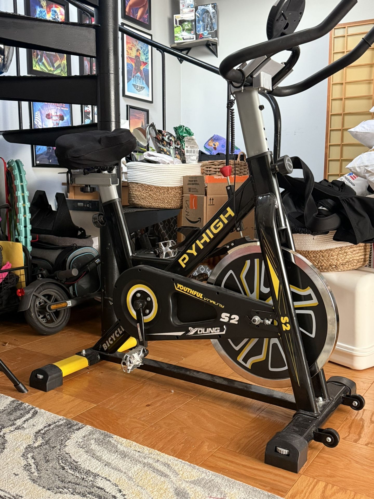 PYHIGH S2 Stationary Exercise Bike — Sturdy, Smooth Ride (Needs LCD Cord and Pedal Straps)