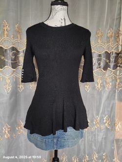 black ribbed peplum top size s