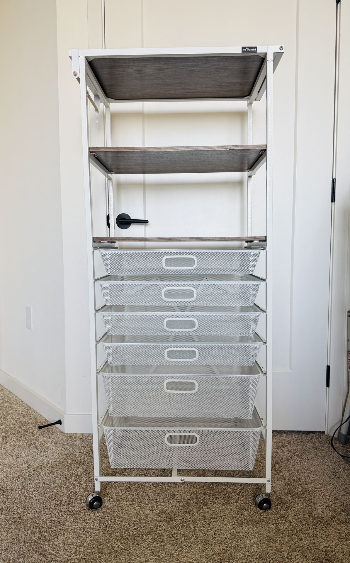 Origami Foldable Shelves With Drawers, and Hooks- $100