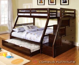 Twin full-twin size triple Bunkbed with orthopedic mattress included
