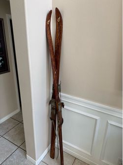 Antique Vintage Wooden Snow Skis - Circa 1938 to 1946