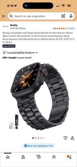 Bestig Stainless Steel Apple Watch Band 38/40/41/42mm - Black