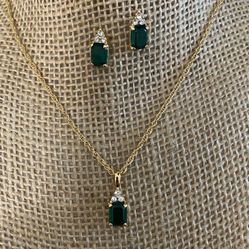 Juego Cadena Aretes Laminados Piedra Y Chispas 